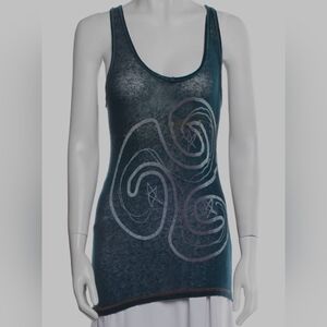 RARE BNWT THE PEOPLE OF THE LABYRINTHS TANK TEAL/BLUE W/SILVER GRAPHIC MED